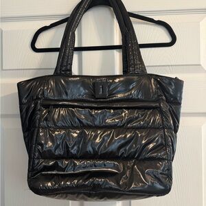 Karl Lagerfeld Shiny Black Puffer Tote